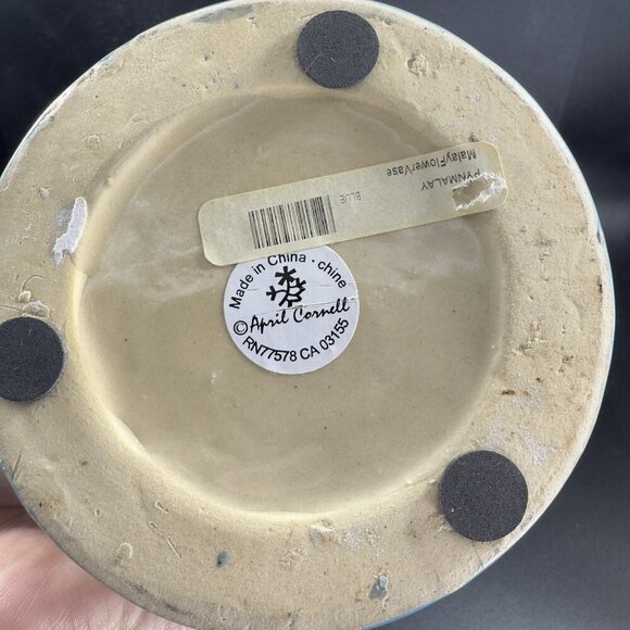 April Cornel Pynmalay Ceramic Vase Vessel Flower Pattern Malay Flower W Sticker - Picture 7 of 15